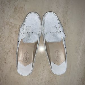 Talbots genuine leather white mules